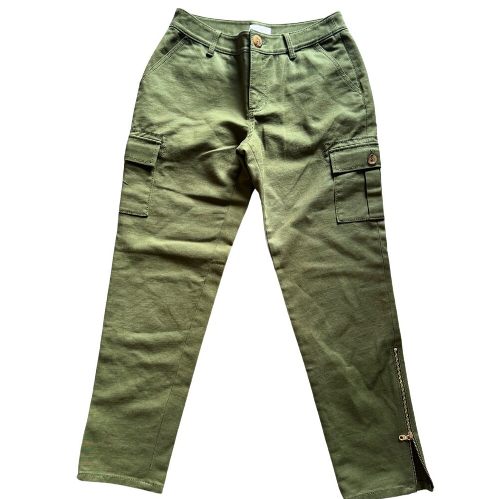 NEW Kate Spade Slim Cargo Pants Cotton Stretch Zip Ankles Green - Size 2